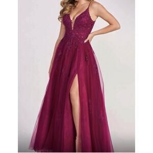 Guess Berry Embroidered Beaded Glitter Tulle Ballgown Dress Size 10